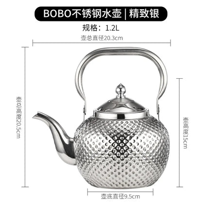 Hammered Spherical Teapot with Handle Stainless Steel Kettle with Strainer Household Induction Cooker Kettle