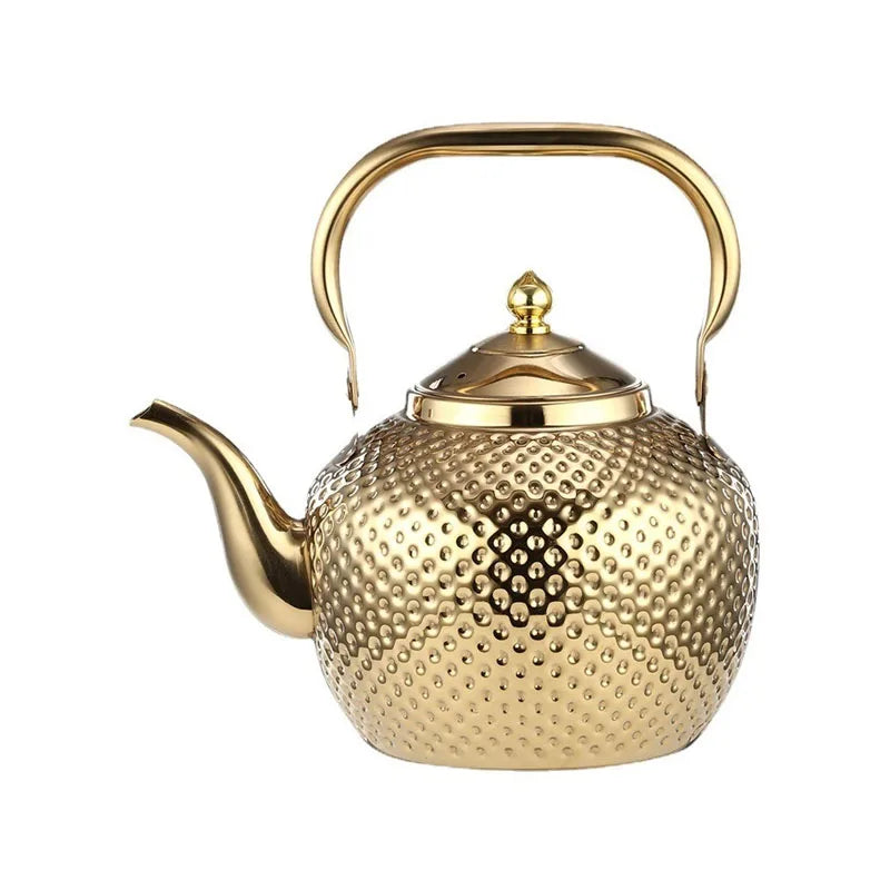 Hammered Spherical Teapot with Handle Stainless Steel Kettle with Strainer Household Induction Cooker Kettle