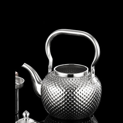 Hammered Spherical Teapot with Handle Stainless Steel Kettle with Strainer Household Induction Cooker Kettle
