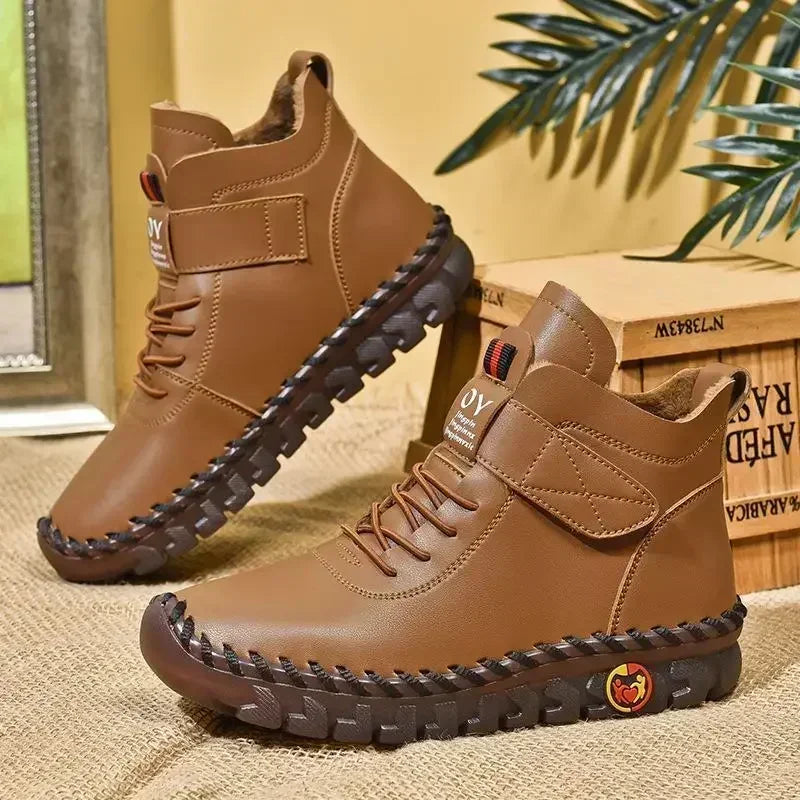 Hand Ankle Women For Boot Waterproof Sewing Winter Mom 2023 Fur Mujer Snow Short Boots Women Shoes Cotton Thread Boots New Botas