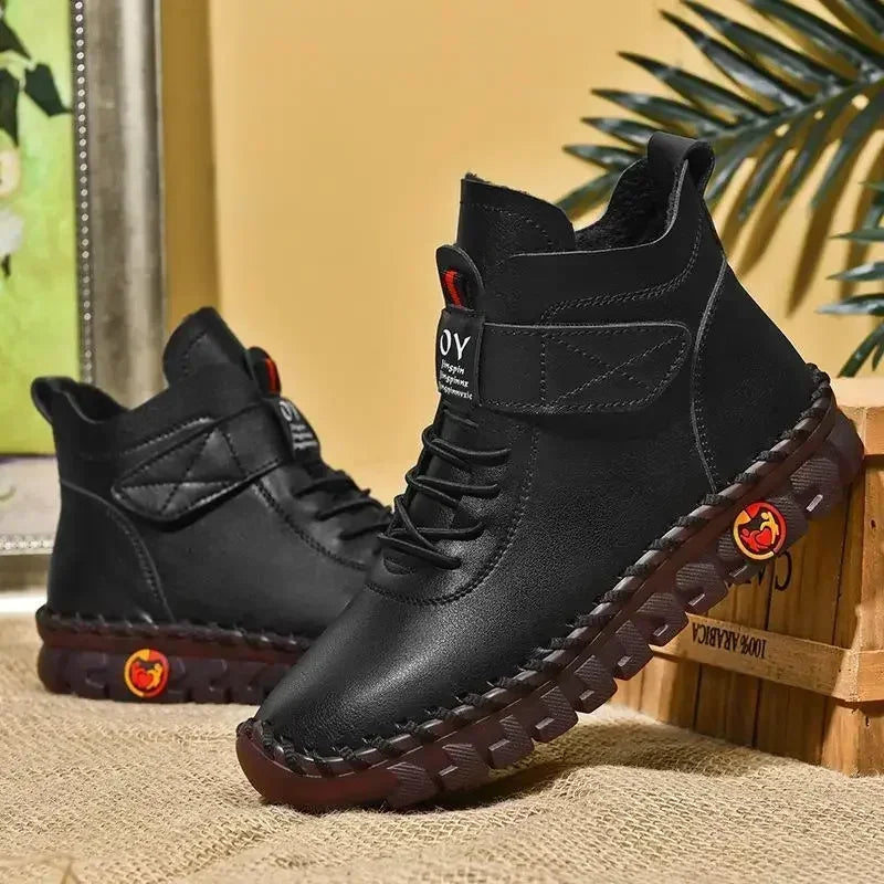 Hand Ankle Women For Boot Waterproof Sewing Winter Mom 2023 Fur Mujer Snow Short Boots Women Shoes Cotton Thread Boots New Botas
