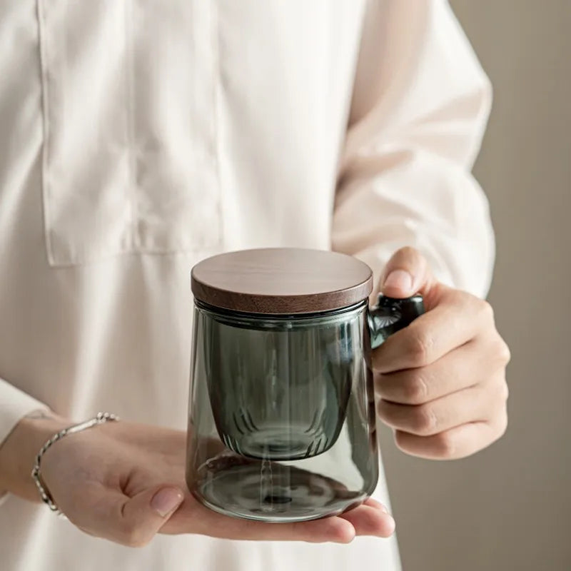 Hand Blown Cup Japanese Style Tea Cup Tea Water Separation Glass Drinkware Kitchen Dining Bar Home Garden