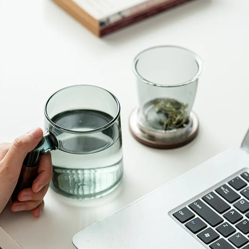 Hand Blown Cup Japanese Style Tea Cup Tea Water Separation Glass Drinkware Kitchen Dining Bar Home Garden