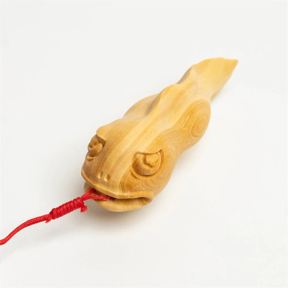 Hand-Carved Tadpole, Monster Loach, Cartoon Wooden Charm, Whimsical Anime-Inspired Wood Carving, Hanging Decor