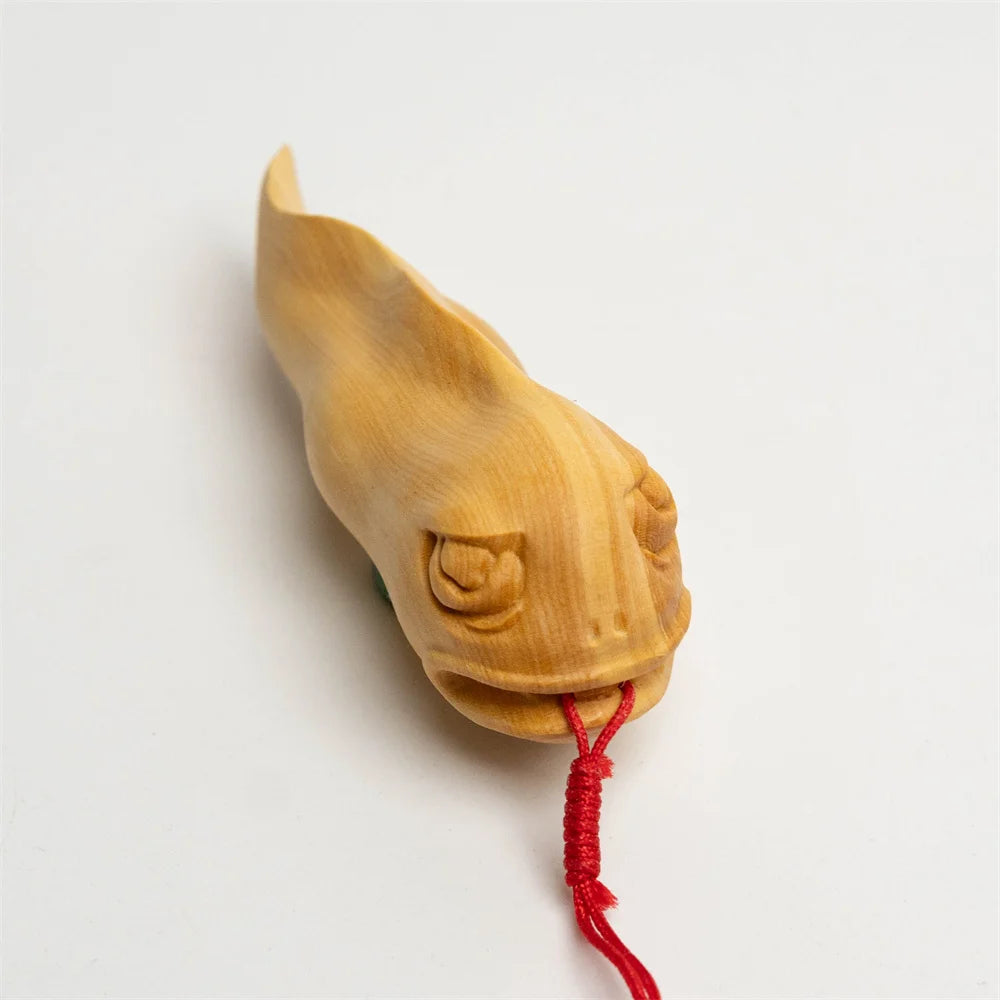 Hand-Carved Tadpole, Monster Loach, Cartoon Wooden Charm, Whimsical Anime-Inspired Wood Carving, Hanging Decor