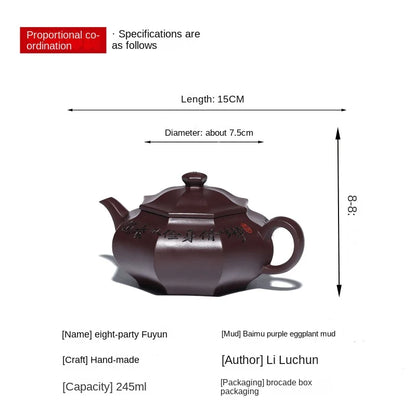 Hand Carving Qinzhou Nixing Pottery ZhuChu Teapots with Baifu on Nixing Ceramic Teapot 220cc for Puer Tea Oolong Tea