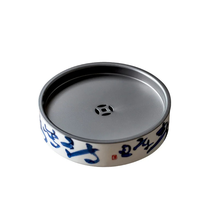 Hand Drawn Tea Shi Cao Mu Gray Pot Tray Water Storage Tea Table Yixing Clay Teapots Support Ceramic Pot Mat Small Tea Table Ji
