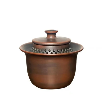Hand Grabbing Gaiwan Tea Set Ceramic Teapot Nixing Pottery Tea Pot with Full Hole Built-in Filter Retro Handmade Kung Fu Tea Set