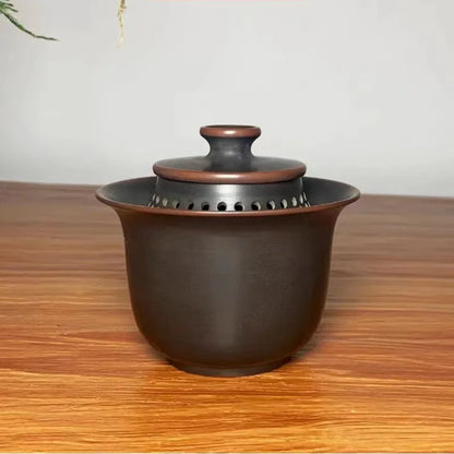 Hand Grabbing Gaiwan Tea Set Ceramic Teapot Nixing Pottery Tea Pot with Full Hole Built-in Filter Retro Handmade Kung Fu Tea Set