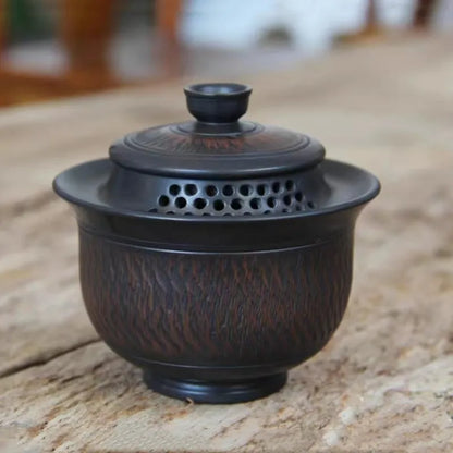 Hand Grabbing Gaiwan Tea Set Ceramic Teapot Nixing Pottery Tea Pot with Full Hole Built-in Filter Retro Handmade Kung Fu Tea Set