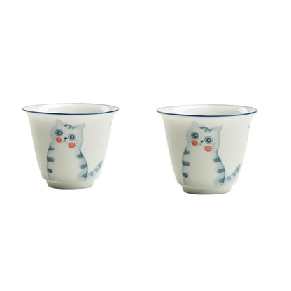 Hand Painted Cat Teapot Cute Cartoon Chinese Ceramic Kettle Teapot Tea Ceremony Set Milk Oolong Tea Tie Guan Yin Teaware Type