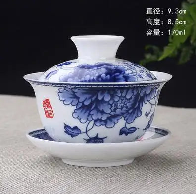 Hand Painted Jade Porcelain Teaware, Peach Blossoms, Ceramic Gaiwan, Chinese Teaset Teaware, Tureen Sancai Tea Cup, Pu'er Kettle
