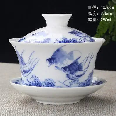 Hand Painted Jade Porcelain Teaware, Peach Blossoms, Ceramic Gaiwan, Chinese Teaset Teaware, Tureen Sancai Tea Cup, Pu'er Kettle