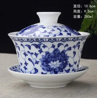 Hand Painted Jade Porcelain Teaware, Peach Blossoms, Ceramic Gaiwan, Chinese Teaset Teaware, Tureen Sancai Tea Cup, Pu'er Kettle