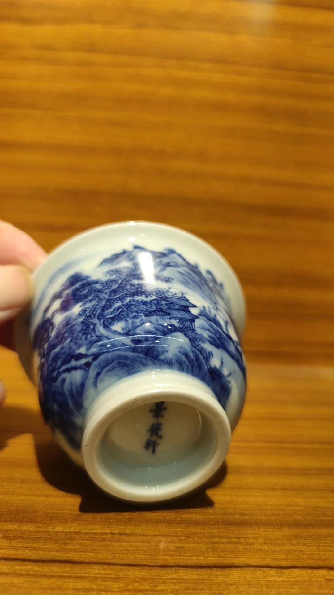 Hand Painted Landscape Chinese Tea Cup Ceramic Kung Fu Teacup Beautiful High Feet Teaware A Cup Of Tea Ceremony