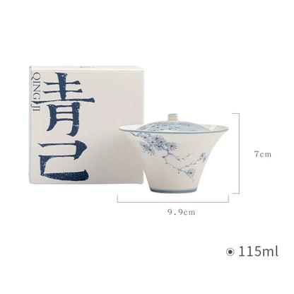 Hand Painted Pine Gaiwan For Tea Porcelain Tureen Teaware Set White Chinese Tea Bowl Chawan Tea Cup