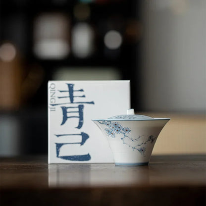 Hand Painted Pine Gaiwan For Tea Porcelain Tureen Teaware Set White Chinese Tea Bowl Chawan Tea Cup