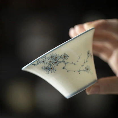 Hand Painted Pine Gaiwan For Tea Porcelain Tureen Teaware Set White Chinese Tea Bowl Chawan Tea Cup