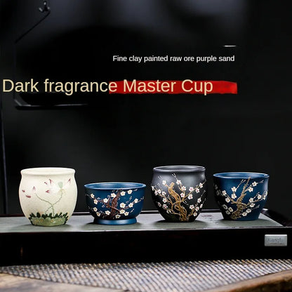 Hand Painted Plum Ceramic Tea Cup Home Boutique Teacup Small Tea Bowl Portable Personal Single Cup Chinese Tea Set Supplies