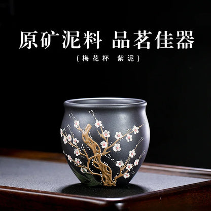 Hand Painted Plum Ceramic Tea Cup Home Boutique Teacup Small Tea Bowl Portable Personal Single Cup Chinese Tea Set Supplies