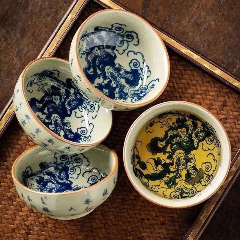 Hand Painted Pottery Master Cup Household Ceramic Tea Cup Kung Fu Tea Set Teacup Antique Cup Teaware Large Underglaze Tea Bowl