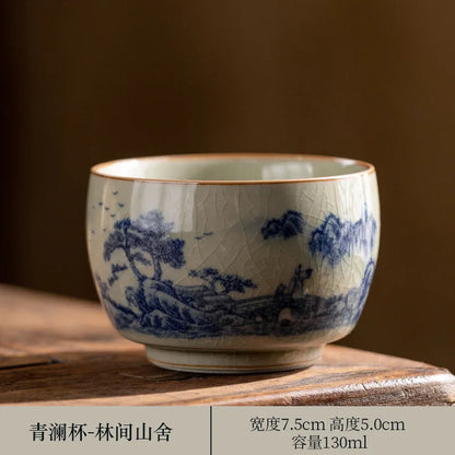 Hand Painted Pottery Master Cup Household Ceramic Tea Cup Kung Fu Tea Set Teacup Antique Cup Teaware Large Underglaze Tea Bowl