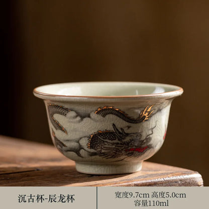 Hand Painted Pottery Master Cup Household Ceramic Tea Cup Kung Fu Tea Set Teacup Antique Cup Teaware Large Underglaze Tea Bowl