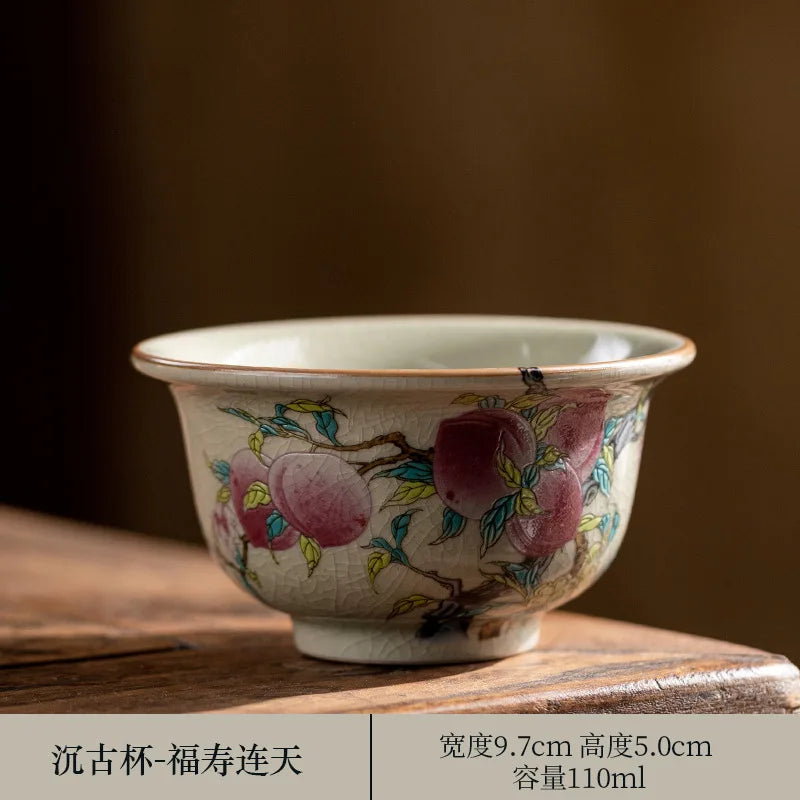 Hand Painted Pottery Master Cup Household Ceramic Tea Cup Kung Fu Tea Set Teacup Antique Cup Teaware Large Underglaze Tea Bowl