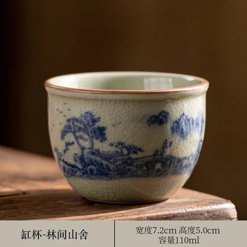 Hand Painted Pottery Master Cup Household Ceramic Tea Cup Kung Fu Tea Set Teacup Antique Cup Teaware Large Underglaze Tea Bowl