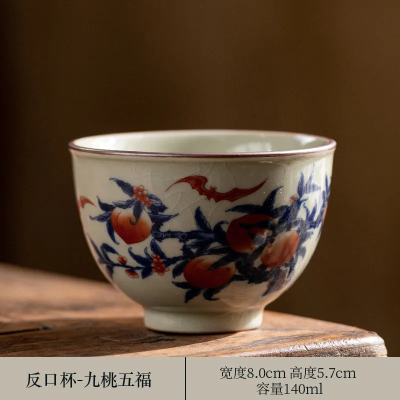 Hand Painted Pottery Master Cup Household Ceramic Tea Cup Kung Fu Tea Set Teacup Antique Cup Teaware Large Underglaze Tea Bowl