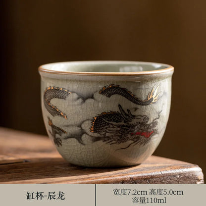 Hand Painted Pottery Master Cup Household Ceramic Tea Cup Kung Fu Tea Set Teacup Antique Cup Teaware Large Underglaze Tea Bowl
