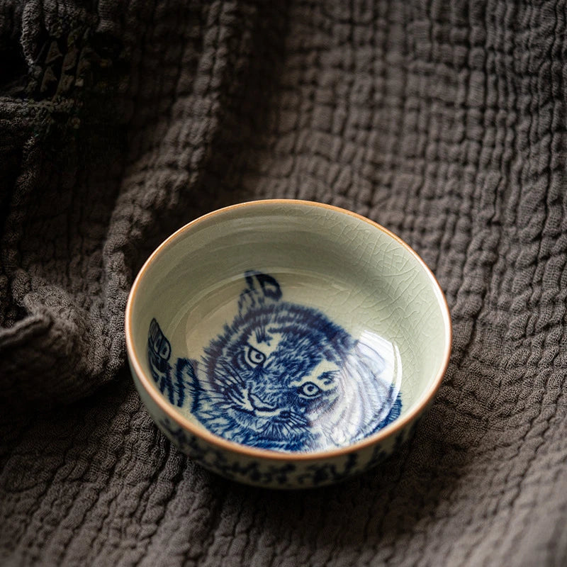 Hand Painted Pottery Master Cup Household Ceramic Tea Cup Kung Fu Tea Set Teacup Antique Cup Teaware Large Underglaze Tea Bowl
