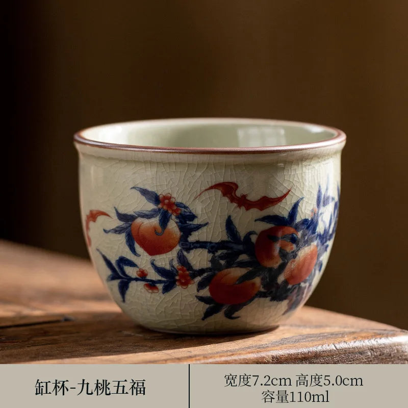 Hand Painted Pottery Master Cup Household Ceramic Tea Cup Kung Fu Tea Set Teacup Antique Cup Teaware Large Underglaze Tea Bowl