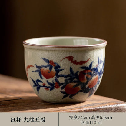 Hand Painted Pottery Master Cup Household Ceramic Tea Cup Kung Fu Tea Set Teacup Antique Cup Teaware Large Underglaze Tea Bowl