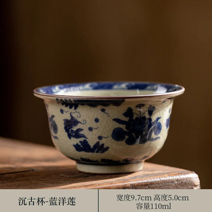Hand Painted Pottery Master Cup Household Ceramic Tea Cup Kung Fu Tea Set Teacup Antique Cup Teaware Large Underglaze Tea Bowl