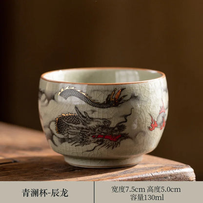 Hand Painted Pottery Master Cup Household Ceramic Tea Cup Kung Fu Tea Set Teacup Antique Cup Teaware Large Underglaze Tea Bowl
