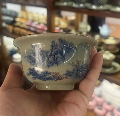 Hand Painted Pottery Master Cup Household Ceramic Tea Cup Kung Fu Tea Set Teacup Antique Cup Teaware Large Underglaze Tea Bowl