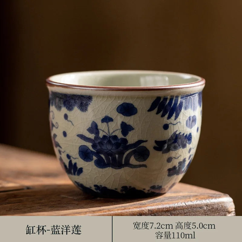 Hand Painted Pottery Master Cup Household Ceramic Tea Cup Kung Fu Tea Set Teacup Antique Cup Teaware Large Underglaze Tea Bowl
