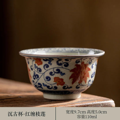 Hand Painted Pottery Master Cup Household Ceramic Tea Cup Kung Fu Tea Set Teacup Antique Cup Teaware Large Underglaze Tea Bowl