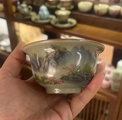 Hand Painted Pottery Master Cup Household Ceramic Tea Cup Kung Fu Tea Set Teacup Antique Cup Teaware Large Underglaze Tea Bowl