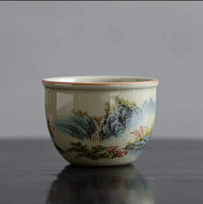 Hand Painted Pottery Master Cup Household Ceramic Tea Cup Kung Fu Tea Set Teacup Antique Cup Teaware Large Underglaze Tea Bowl