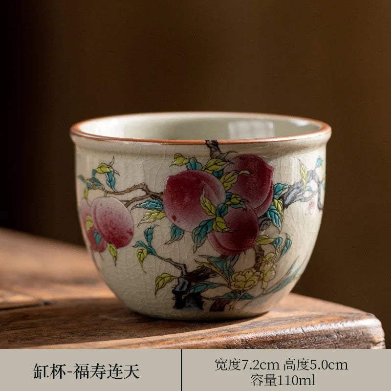 Hand Painted Pottery Master Cup Household Ceramic Tea Cup Kung Fu Tea Set Teacup Antique Cup Teaware Large Underglaze Tea Bowl