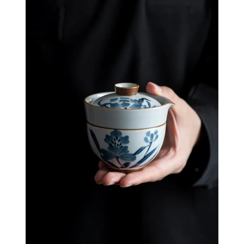 Hand Painted Taraxacum Tea Set Kit Retro Set of Cups Teapot and Cup Set 1 Bowl 2 Cups Tea Making Picnic Stock Bags Tea Ceremony