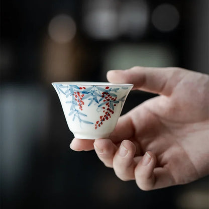 Hand Painted Vines Jade Porcelain White Gaiwan For Tea Tureen Teaware Cup Chinese Tea Bowls Chawan Tea Ceramony Set Lily Deng