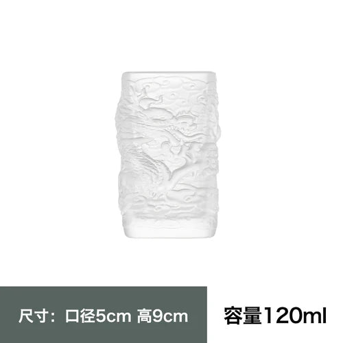 Hand-embossed Golden Tenglong Tea Cup Cups Crystal Glass Teacup Single Cup Kung Fu Tea Set Coffee Drinkware Kitchen Dining Bar