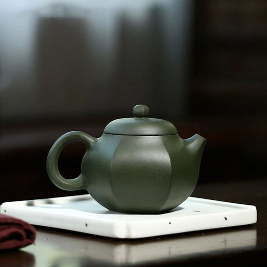 Hand-engraved Purple Clay Filter Kettle Raw Ore Green Mud Tea Pot Chinese Yixing Beauty Teapot Boutique Tea Sets Drinkware 210ml