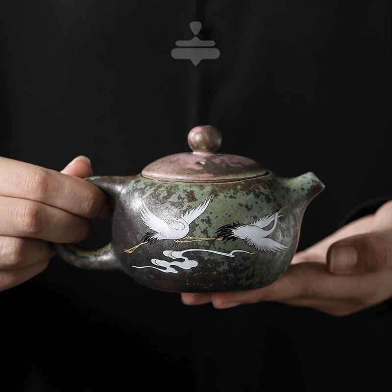 Hand-made Ancient Single Pot Ceramic Kung Fu Teapot Tea Set Ruhecheng Xiangxishi Pot Kiln Glow Pu 'er Tea Machine Pouring TeaSet