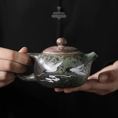 Hand-made Ancient Single Pot Ceramic Kung Fu Teapot Tea Set Ruhecheng Xiangxishi Pot Kiln Glow Pu 'er Tea Machine Pouring TeaSet