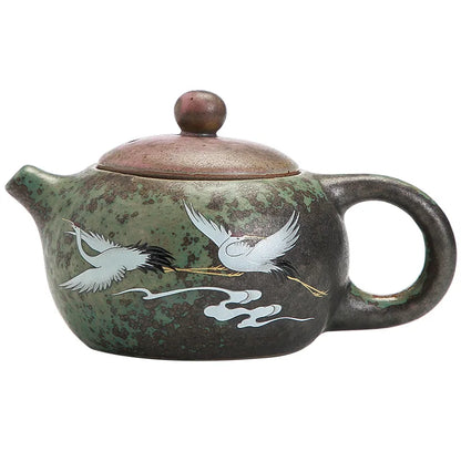 Hand-made Ancient Single Pot Ceramic Kung Fu Teapot Tea Set Ruhecheng Xiangxishi Pot Kiln Glow Pu 'er Tea Machine Pouring TeaSet