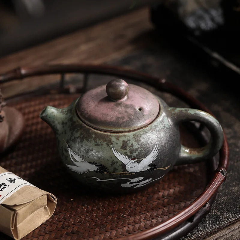 Hand-made Ancient Single Pot Ceramic Kung Fu Teapot Tea Set Ruhecheng Xiangxishi Pot Kiln Glow Pu 'er Tea Machine Pouring TeaSet
